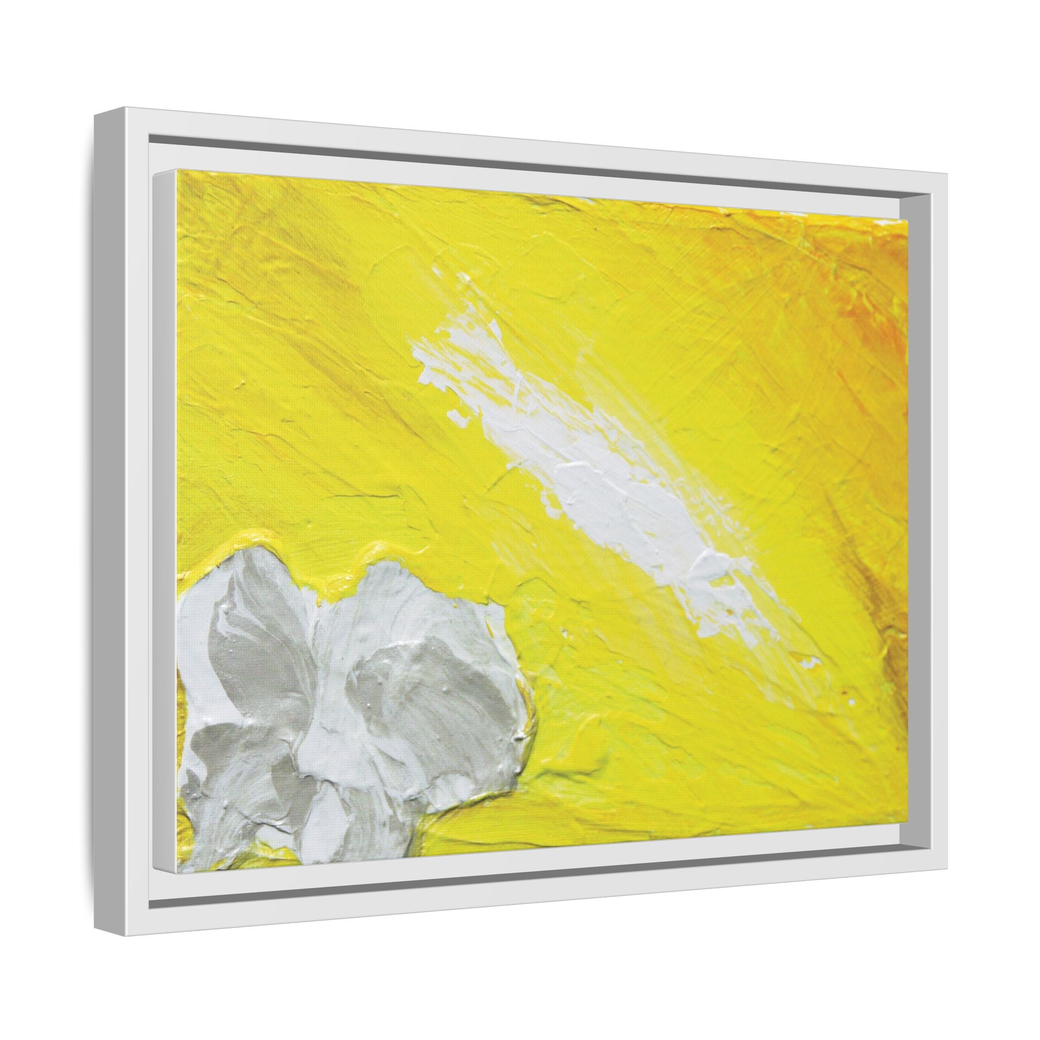 Yellow Abstract Floral Matte Canvas Framed Wall Art