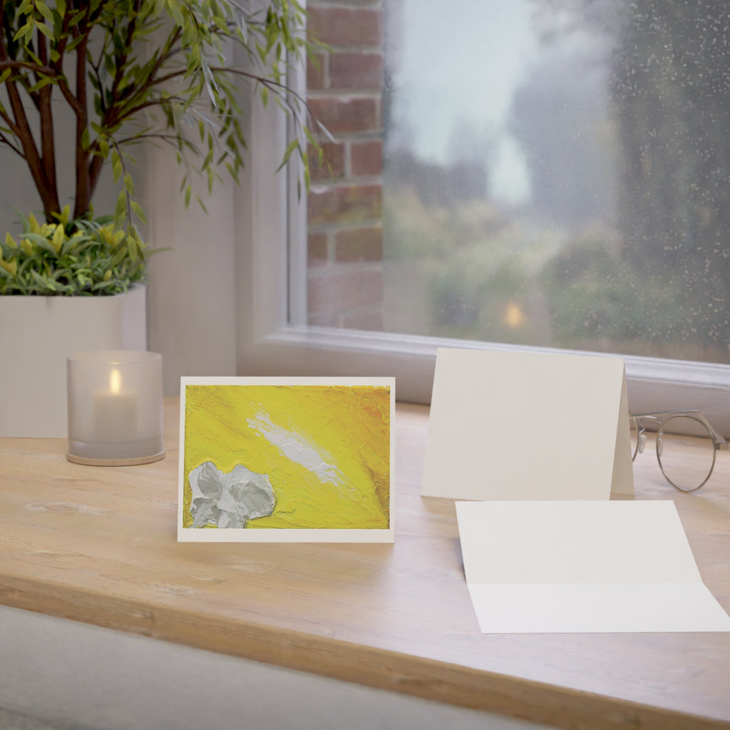 Yellow Abstract Floral Greeting Card — Blank Note Cards (1/10/30/50 pcs)