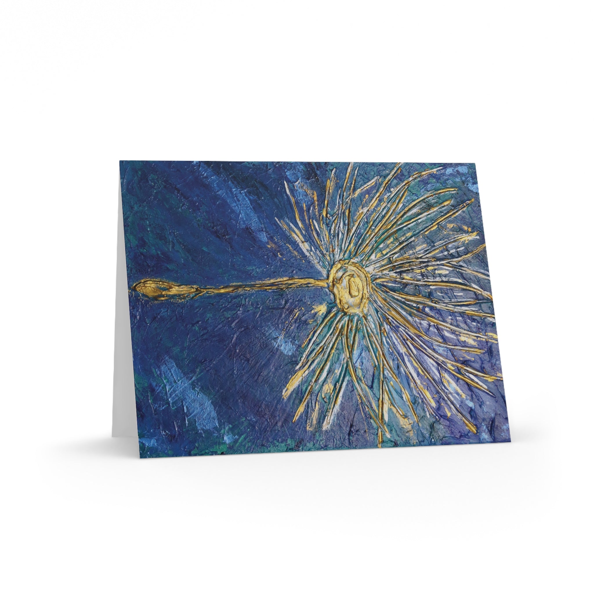 Abstract Gold Dandelion Cards — Blank Art Greeting Card Set (8/16/24 pcs)