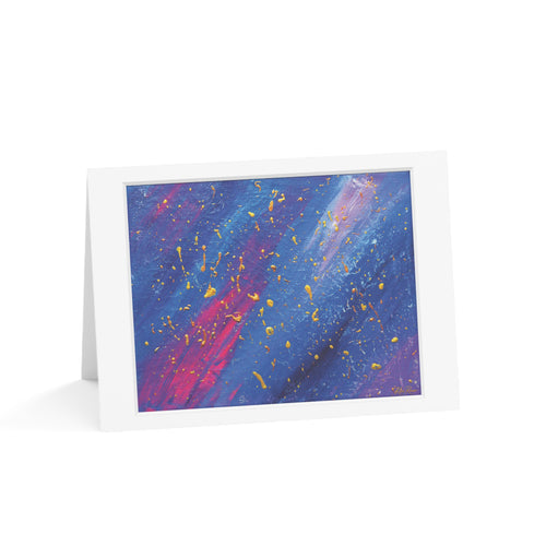 Abstract Galaxy Greeting Card — Blue & Purple Cosmic Art Note Cards (1/10/30/50 pack)