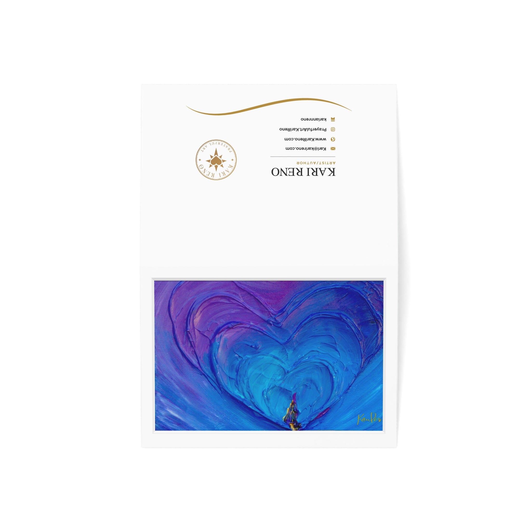 Greeting Cards — Blue Purple Heart Art Note Cards (Single or Bulk 1/10/30/50)