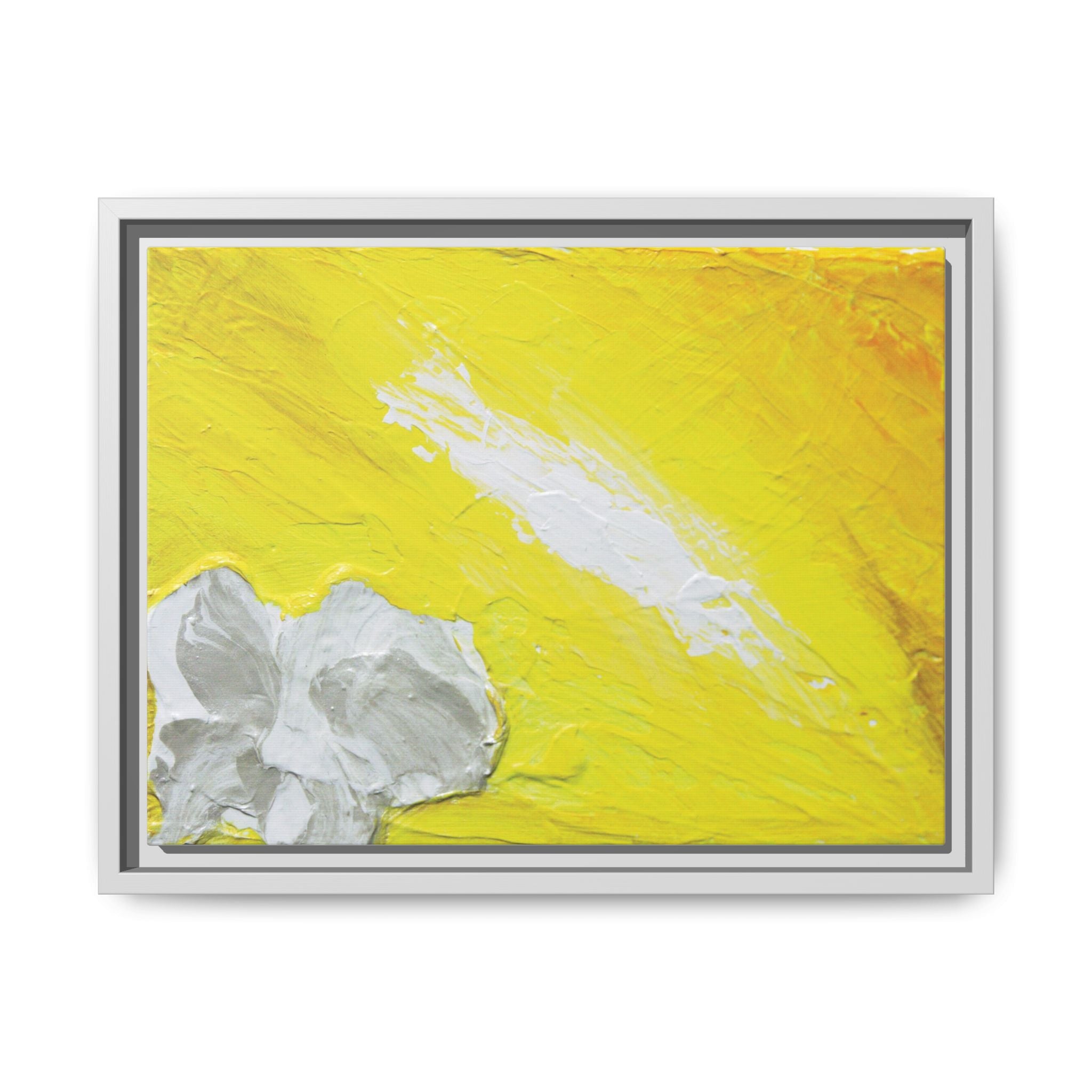 Yellow Abstract Floral Matte Canvas Framed Wall Art
