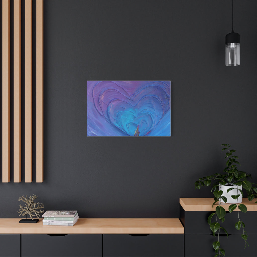 Blue Heart Abstract Canvas Wall Art — Matte Stretched 1.25"