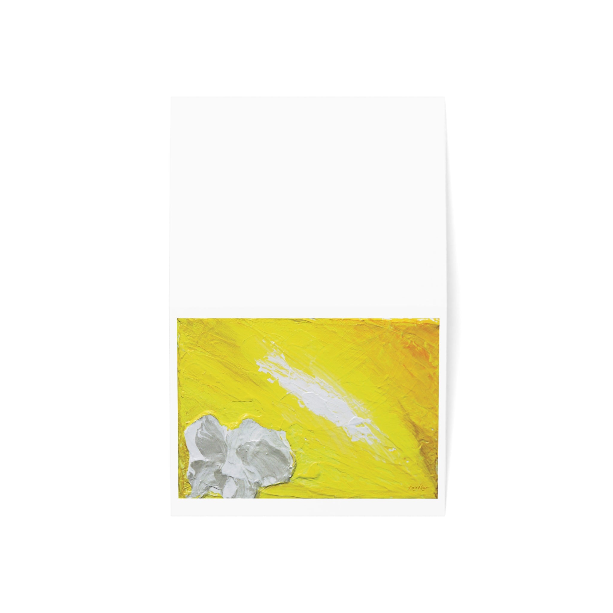 Yellow Abstract Floral Greeting Card — Blank Note Cards (1/10/30/50 pcs)