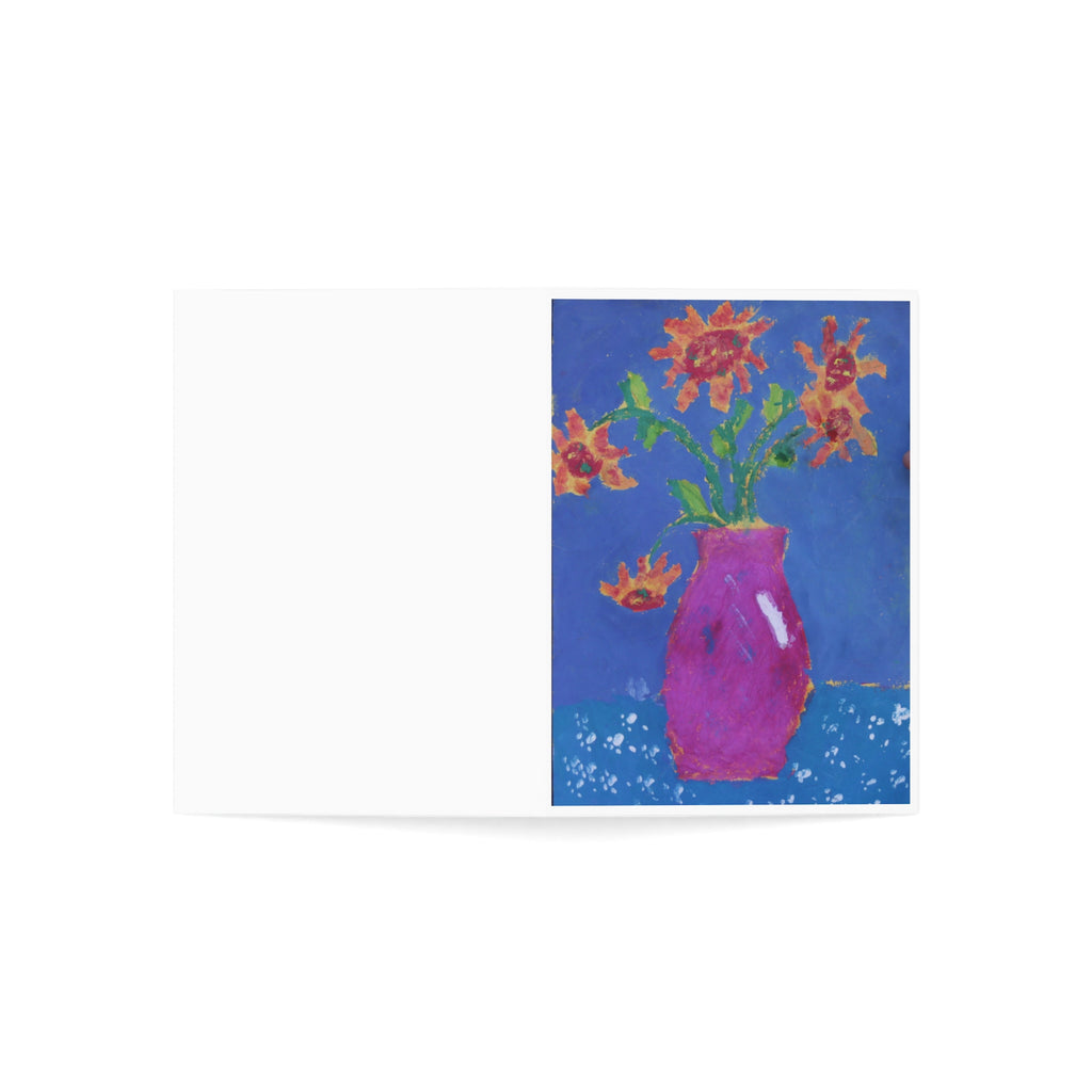 Floral Vase Greeting Cards — Bright Hand-Painted Sunflowers (Set of 1, 10, 30, 50)