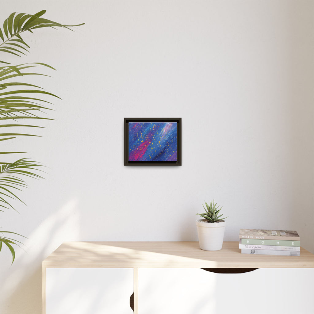 Abstract Galaxy Canvas Framed Art — Vibrant Blue & Pink Matte Print