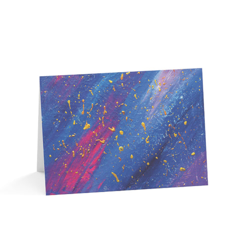 Abstract Galaxy Greeting Card — Blue & Purple Cosmic Art Note Cards (1/10/30/50 pack)