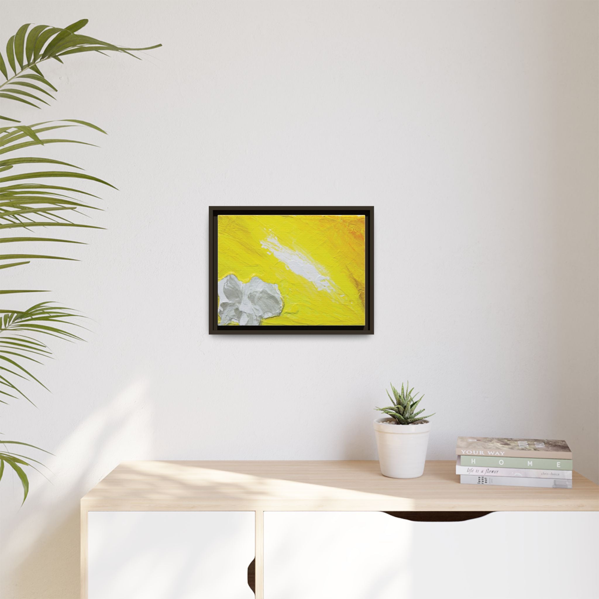 Yellow Abstract Floral Matte Canvas Framed Wall Art