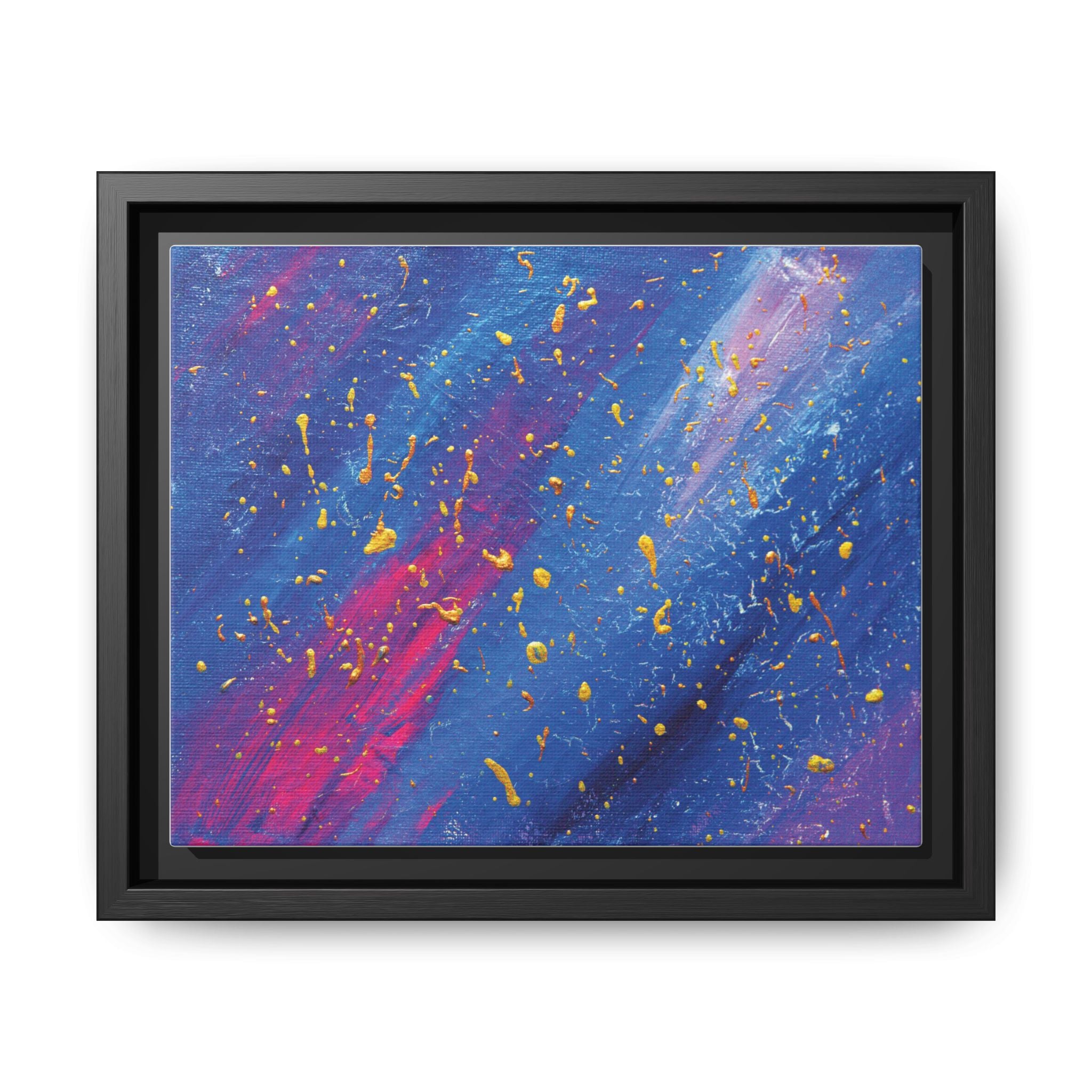 Abstract Galaxy Canvas Framed Art — Vibrant Blue & Pink Matte Print