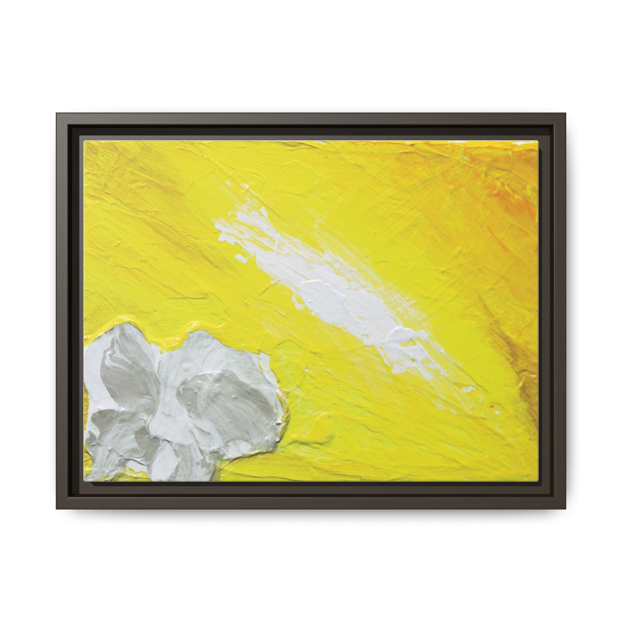 Yellow Abstract Floral Matte Canvas Framed Wall Art