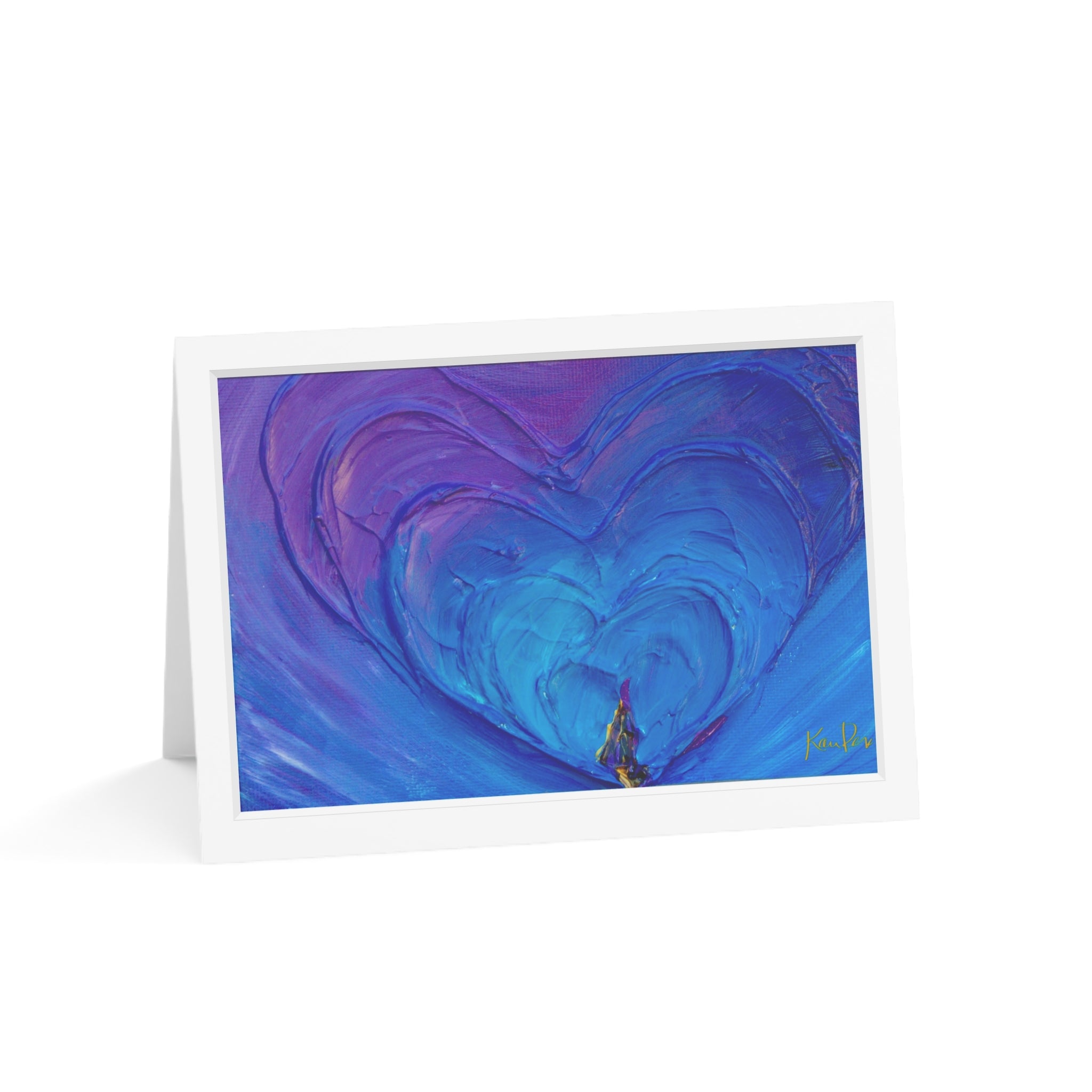 Greeting Cards — Blue Purple Heart Art Note Cards (Single or Bulk 1/10/30/50)
