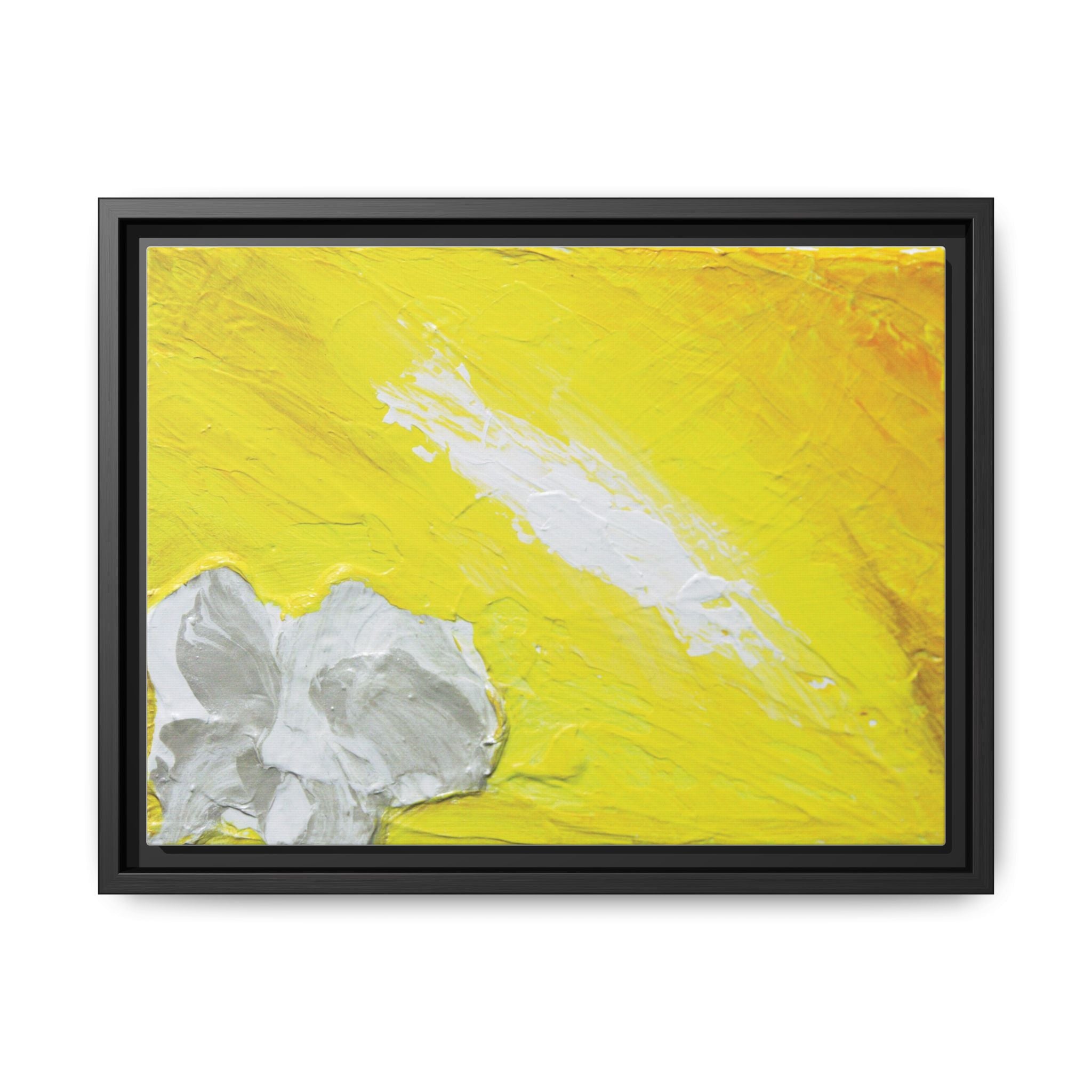 Yellow Abstract Floral Matte Canvas Framed Wall Art