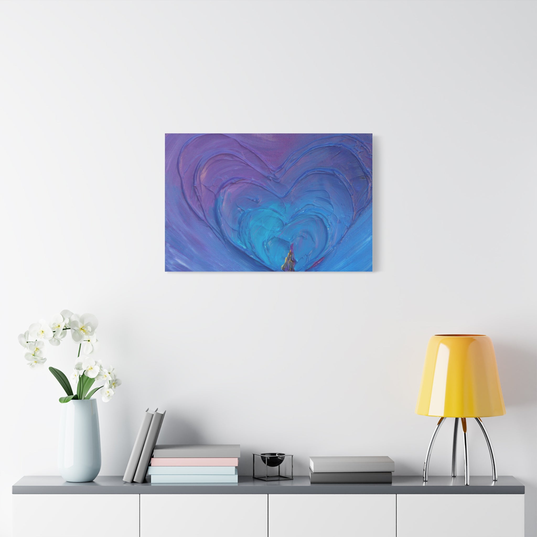 Blue Heart Abstract Canvas Wall Art — Matte Stretched 1.25"