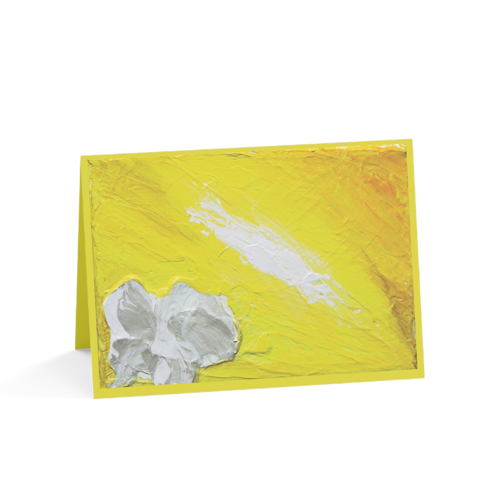 Abstract Yellow Paint Greeting Cards — Blank Note Cards Set (1, 10, 30, 50 pcs)