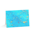 Abstract Aqua Marble Greeting Cards — Blue & Gold Notecards (Pack of 1/10/30/50)