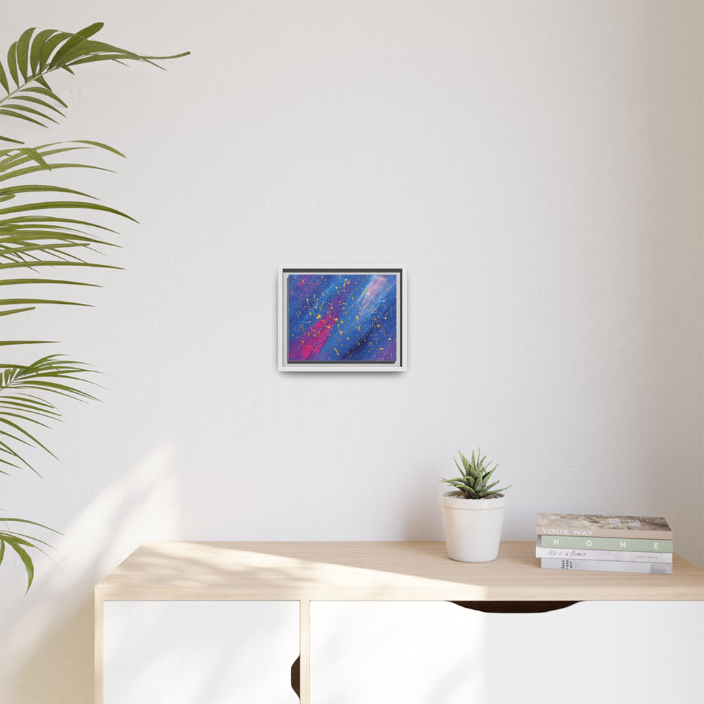 Abstract Galaxy Canvas Framed Art — Vibrant Blue & Pink Matte Print