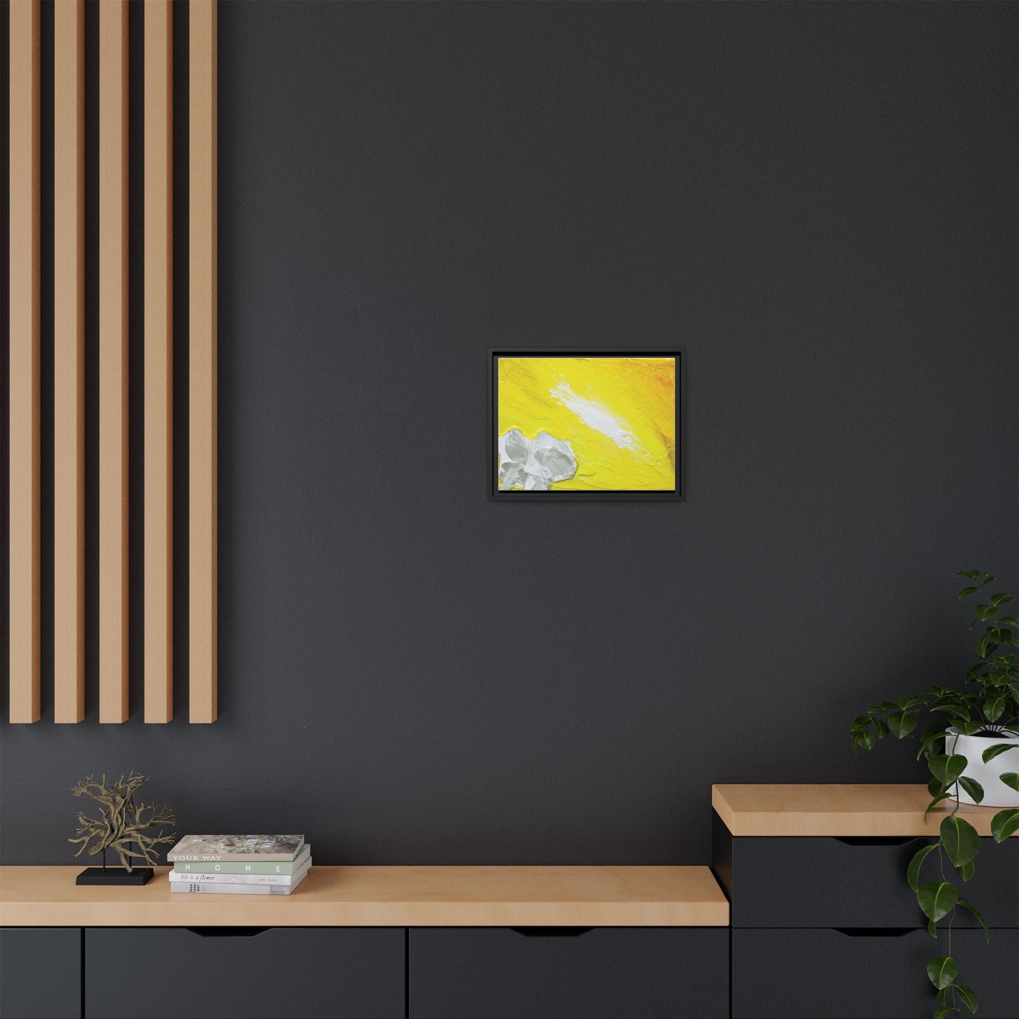 Yellow Abstract Floral Matte Canvas Framed Wall Art