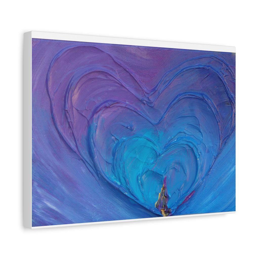 Blue Heart Abstract Canvas Wall Art — Matte Stretched 1.25"
