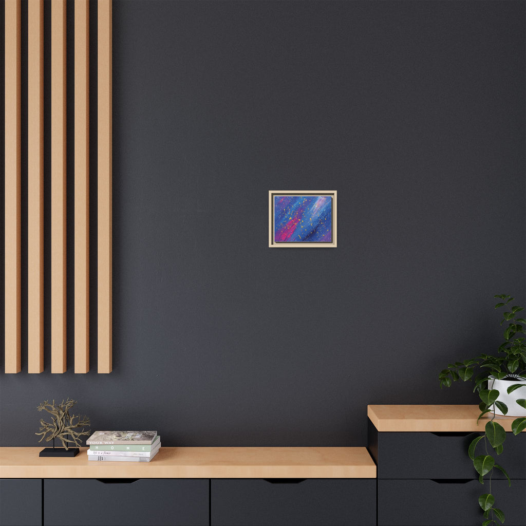 Abstract Galaxy Canvas Framed Art — Vibrant Blue & Pink Matte Print