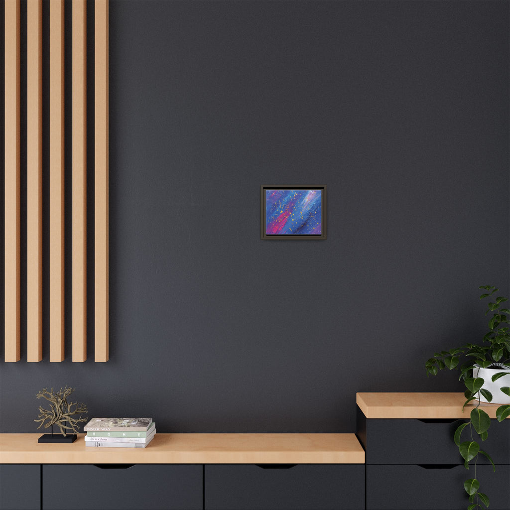 Abstract Galaxy Canvas Framed Art — Vibrant Blue & Pink Matte Print