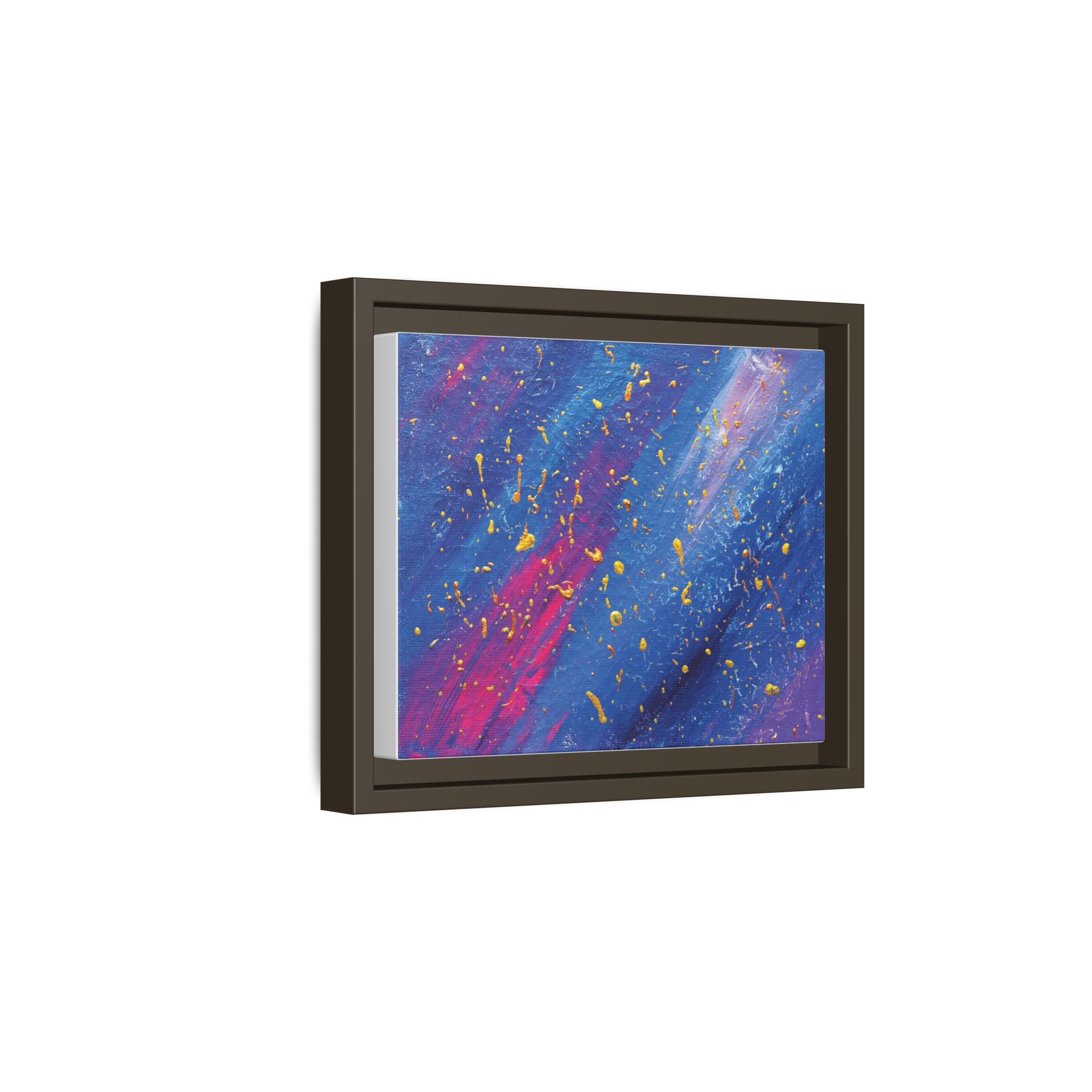 Abstract Galaxy Canvas Framed Art — Vibrant Blue & Pink Matte Print