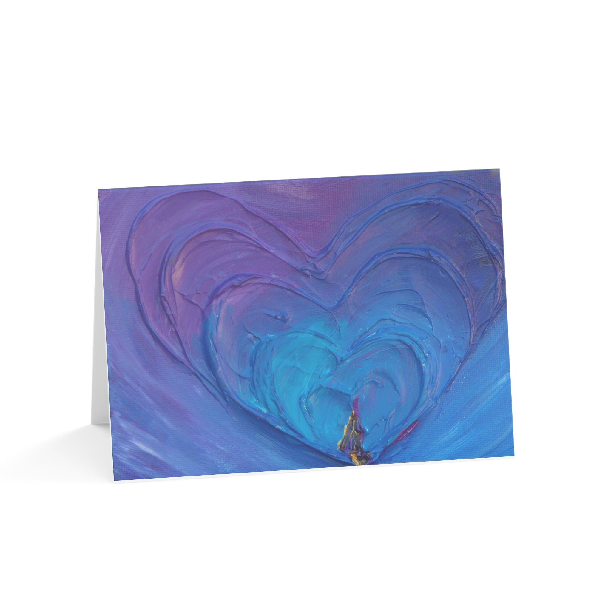 Greeting Cards — Blue Purple Heart Art Note Cards (Single or Bulk 1/10/30/50)