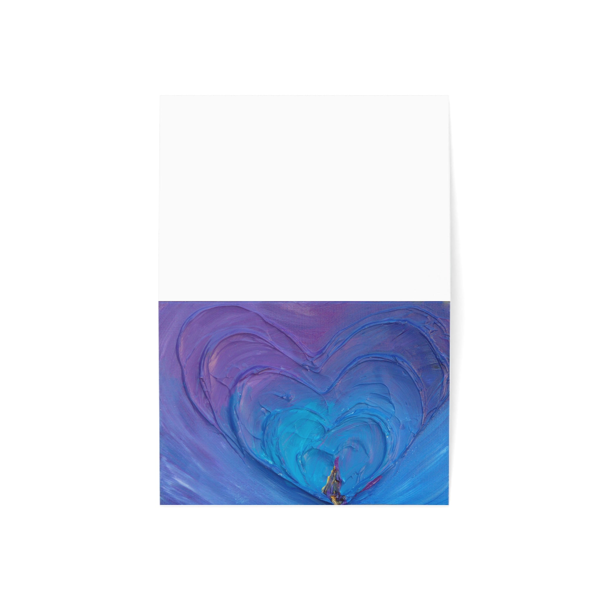 Greeting Cards — Blue Purple Heart Art Note Cards (Single or Bulk 1/10/30/50)