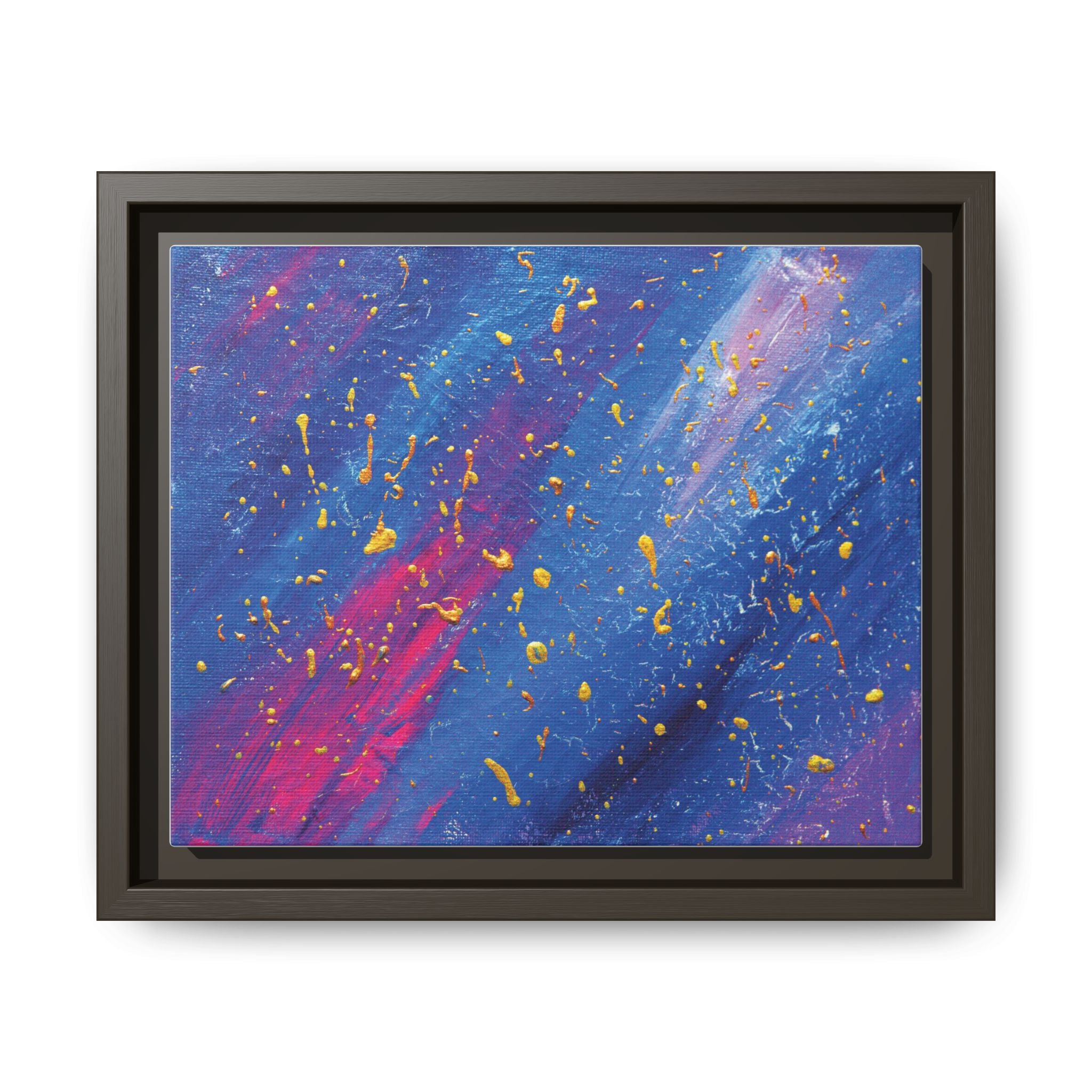 Abstract Galaxy Canvas Framed Art — Vibrant Blue & Pink Matte Print