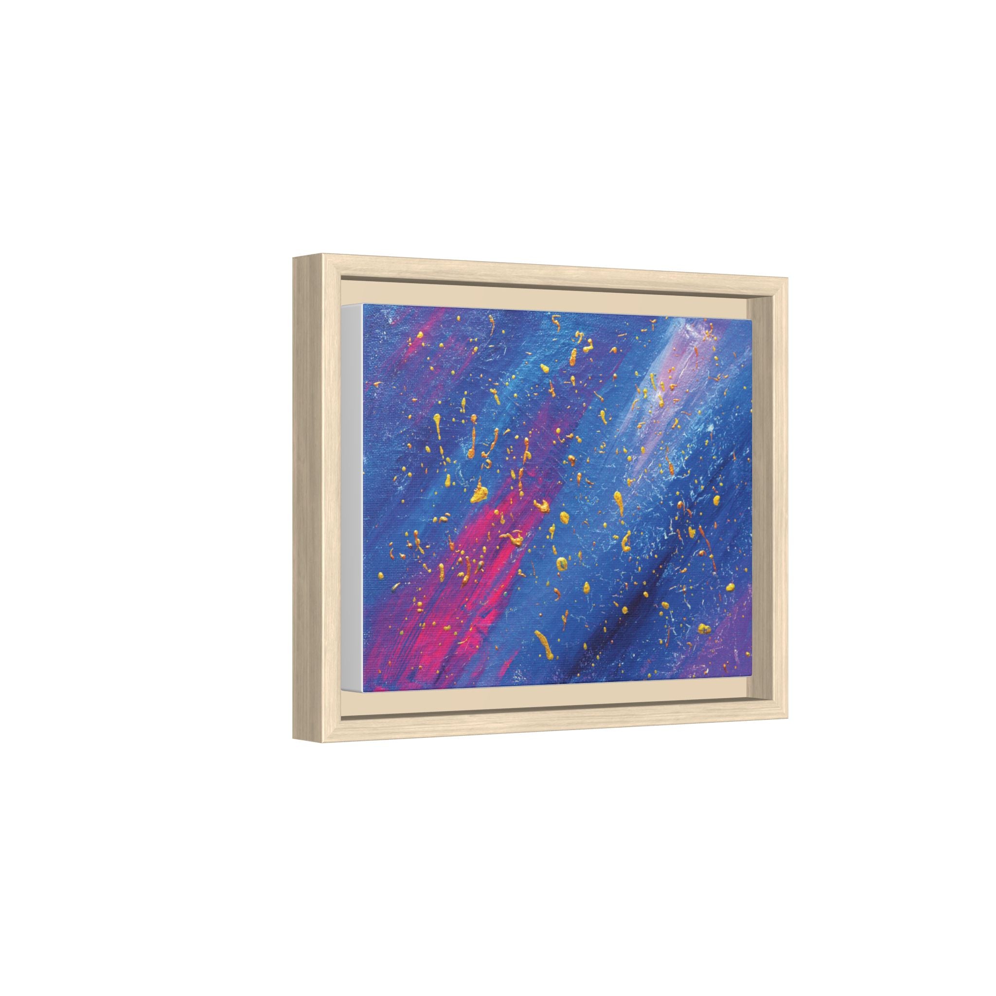 Abstract Galaxy Canvas Framed Art — Vibrant Blue & Pink Matte Print