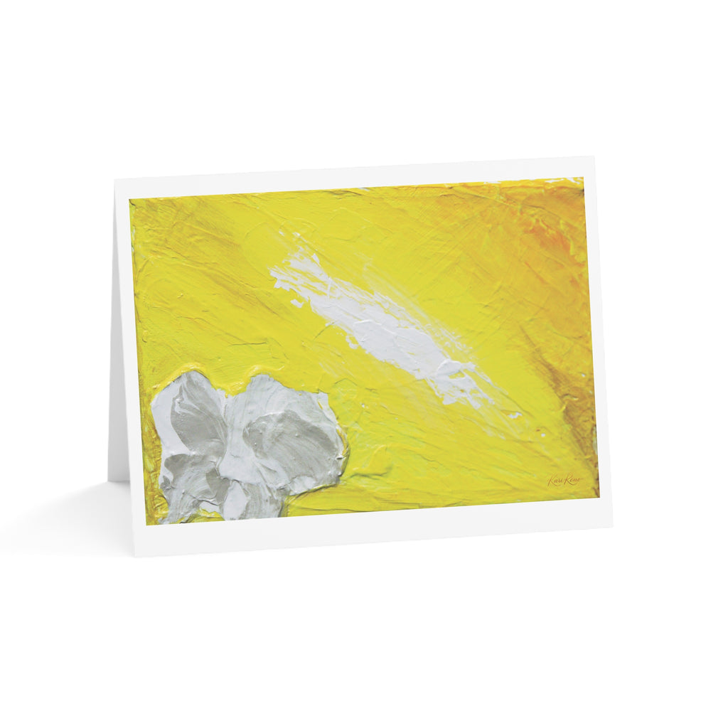 Yellow Abstract Floral Greeting Card — Blank Note Cards (1/10/30/50 pcs)