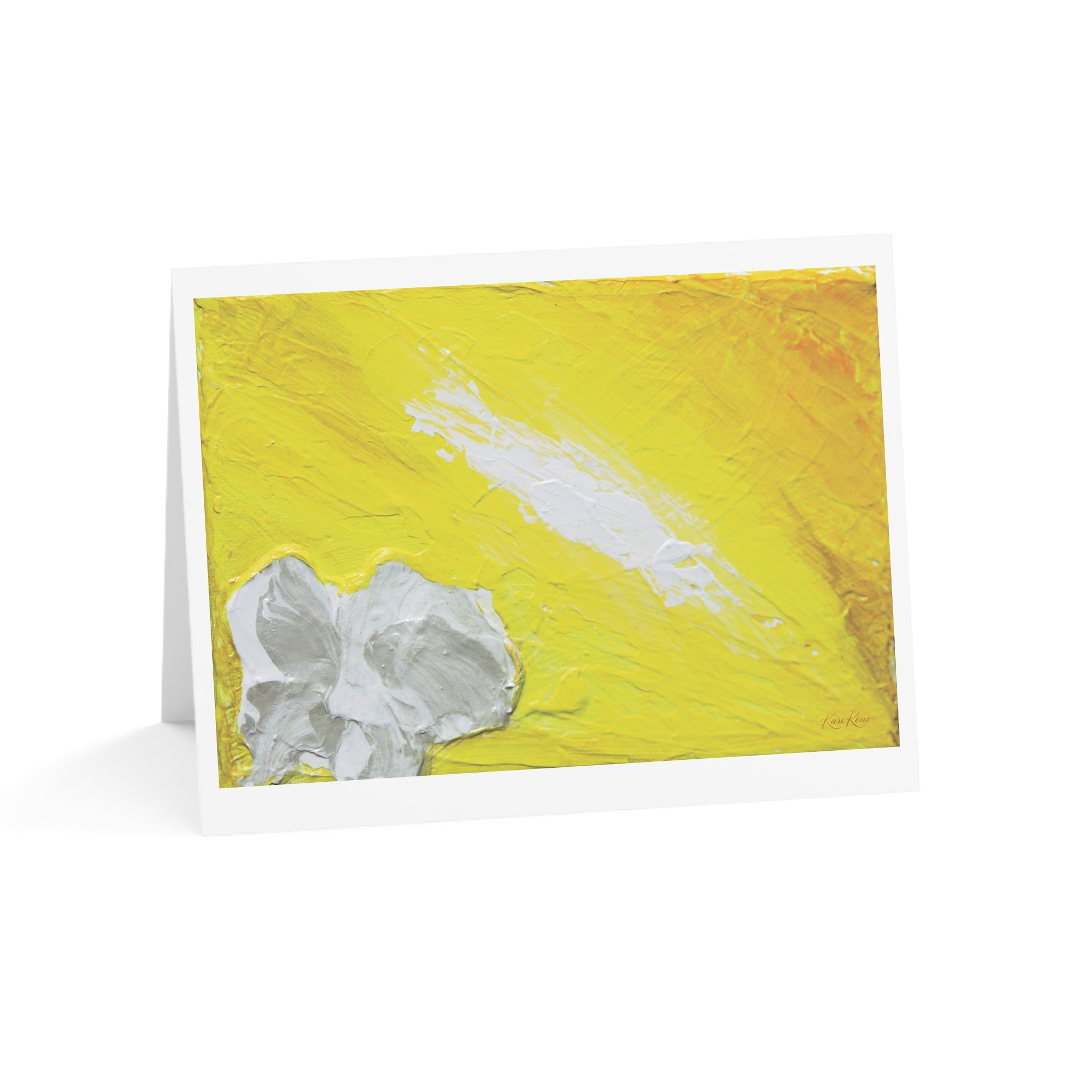 Yellow Abstract Floral Greeting Card — Blank Note Cards (1/10/30/50 pcs)