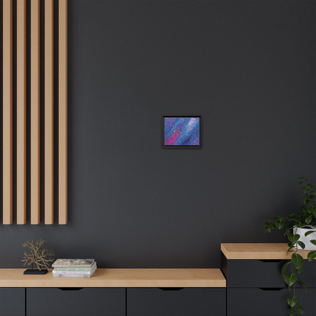Abstract Galaxy Canvas Framed Art — Vibrant Blue & Pink Matte Print