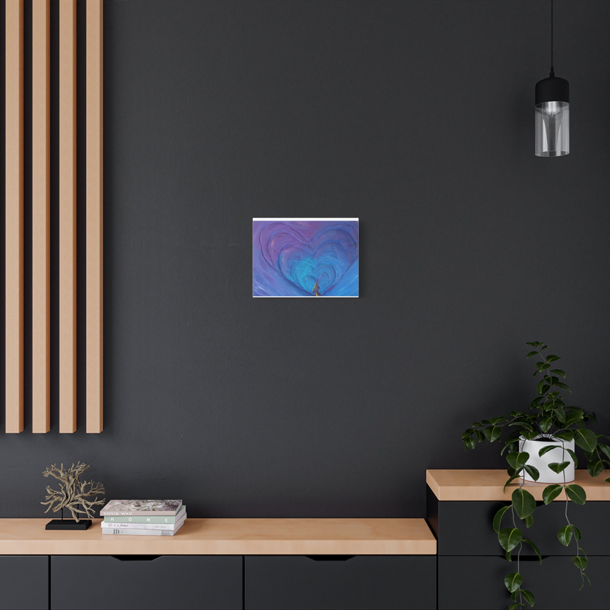 Blue Heart Abstract Canvas Wall Art — Matte Stretched 1.25"