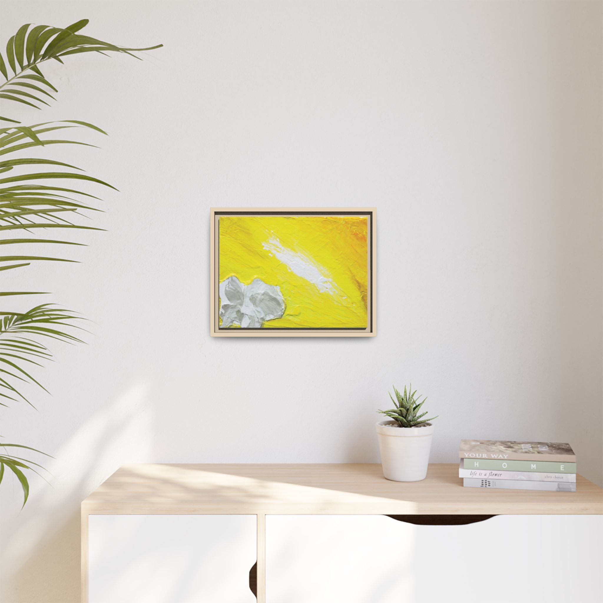 Yellow Abstract Floral Matte Canvas Framed Wall Art