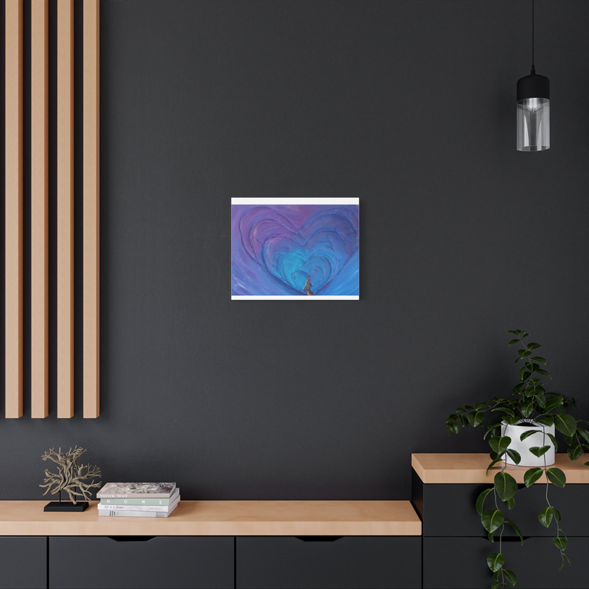 Blue Heart Abstract Canvas Wall Art — Matte Stretched 1.25"