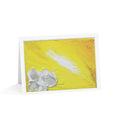 Abstract Yellow Paint with White Flower Greeting Card