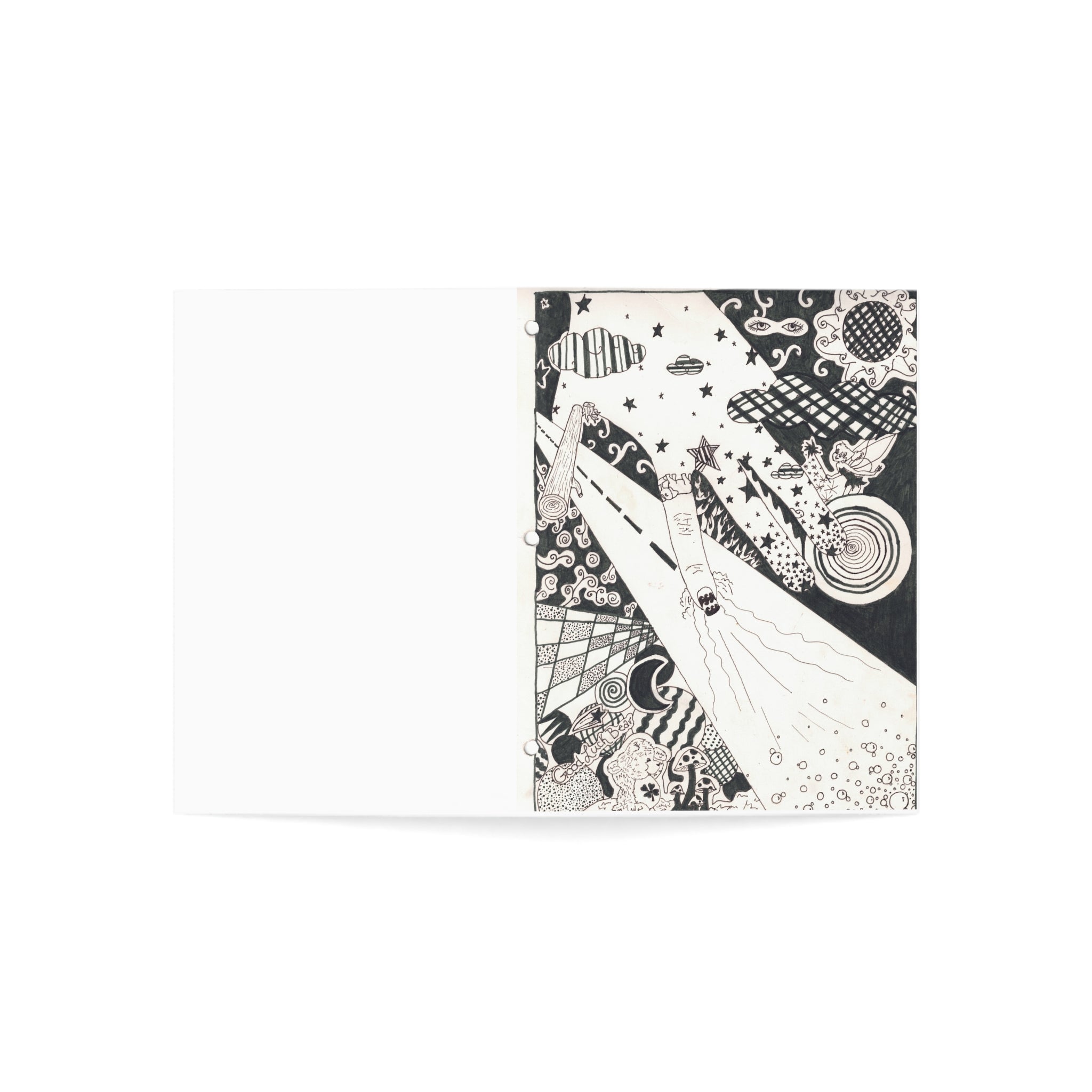 Space Doodle Greeting Cards — Black & White Abstract Cosmic Art (Pack of 1/10/30/50)